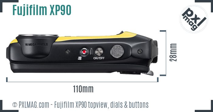 Fujifilm XP90 topview buttons dials