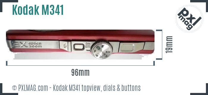 Kodak EasyShare M341 topview buttons dials
