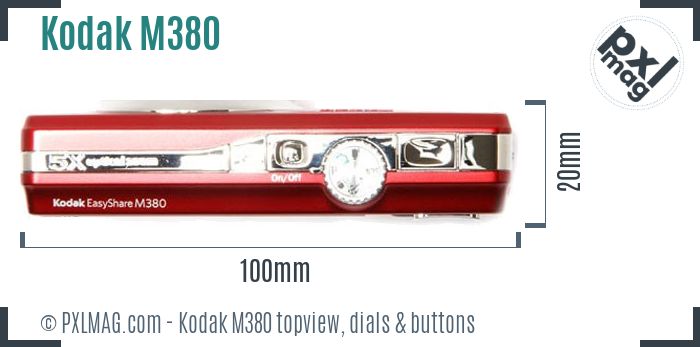 Kodak EasyShare M380 topview buttons dials