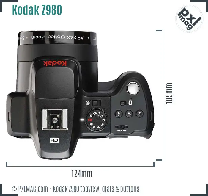 Kodak EasyShare Z980 topview buttons dials