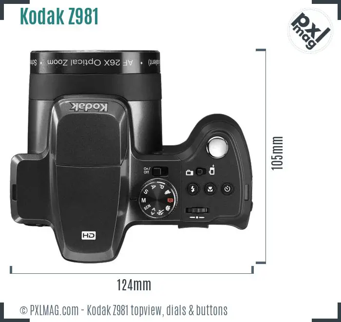 Kodak EasyShare Z981 topview buttons dials