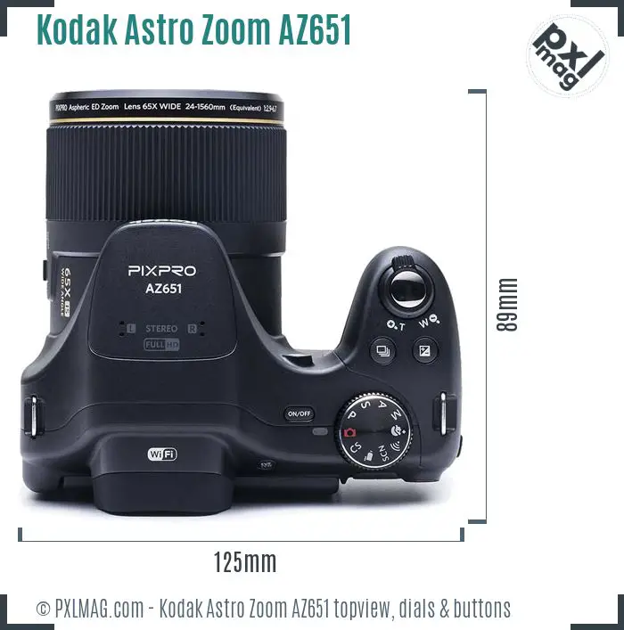 Kodak Pixpro Astro Zoom AZ651 topview buttons dials