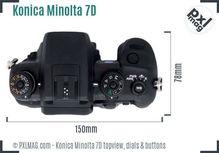 Konica Minolta Maxxum 7D topview buttons dials