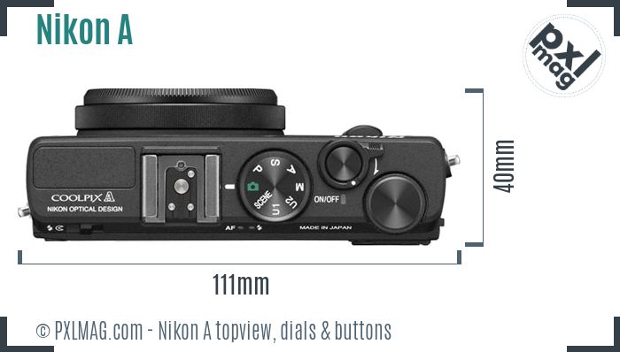 Nikon Coolpix A topview buttons dials
