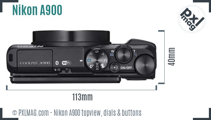 Nikon Coolpix A900 topview buttons dials