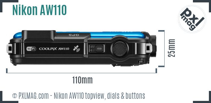 Nikon Coolpix AW110 topview buttons dials