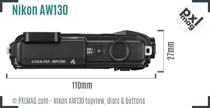 Nikon Coolpix AW130 topview buttons dials