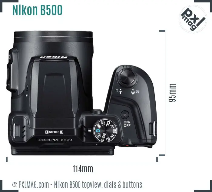 Nikon Coolpix B500 topview buttons dials