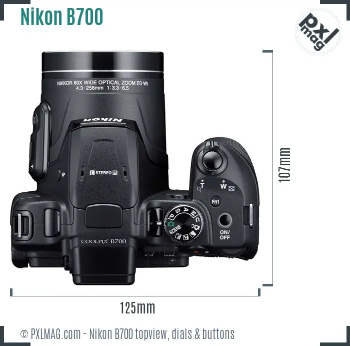 Nikon Coolpix B700 topview buttons dials