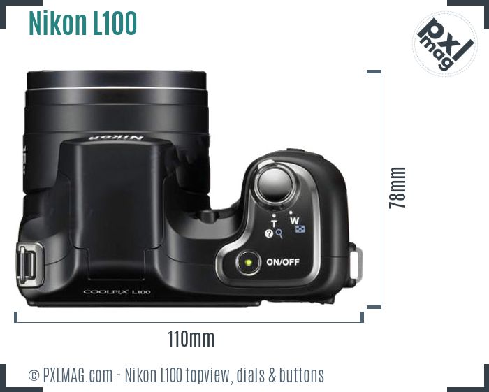 Nikon Coolpix L100 topview buttons dials