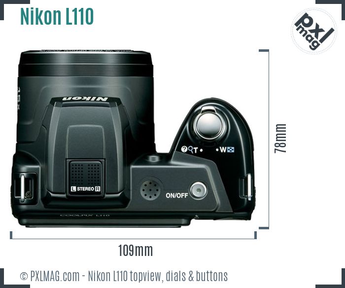 Nikon Coolpix L110 topview buttons dials