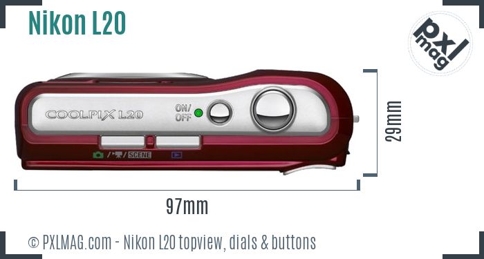 Nikon Coolpix L20 topview buttons dials