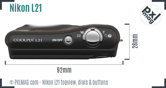 Nikon Coolpix L21 topview buttons dials