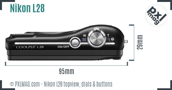 Nikon Coolpix L28 topview buttons dials