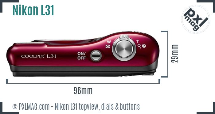 Nikon Coolpix L31 topview buttons dials