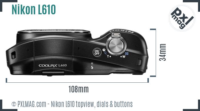 Nikon Coolpix L610 topview buttons dials