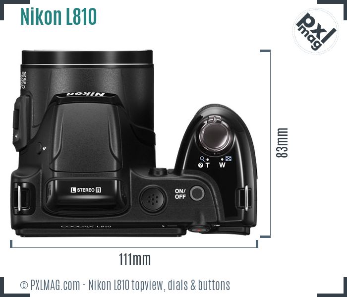 Nikon Coolpix L810 topview buttons dials