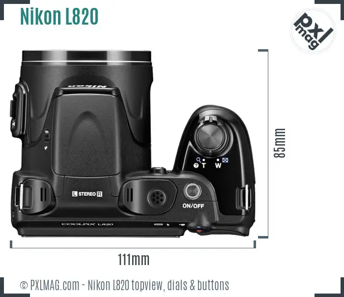 Nikon Coolpix L820 topview buttons dials