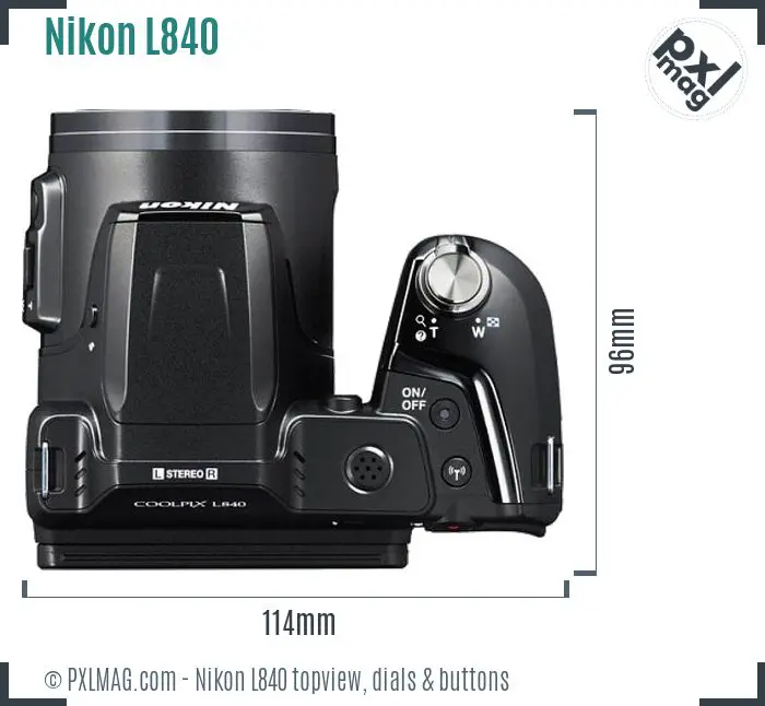 Nikon Coolpix L840 topview buttons dials