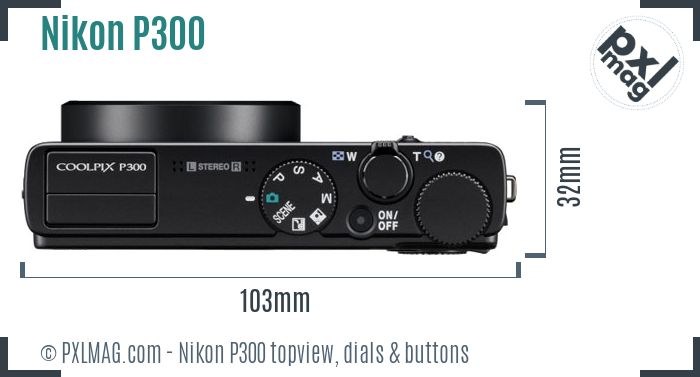 Nikon Coolpix P300 topview buttons dials