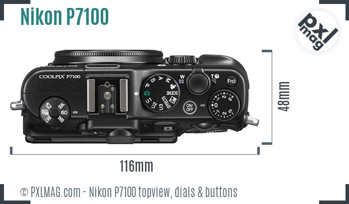 Nikon Coolpix P7100 topview buttons dials