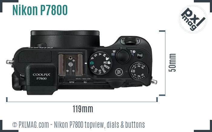 Nikon Coolpix P7800 topview buttons dials