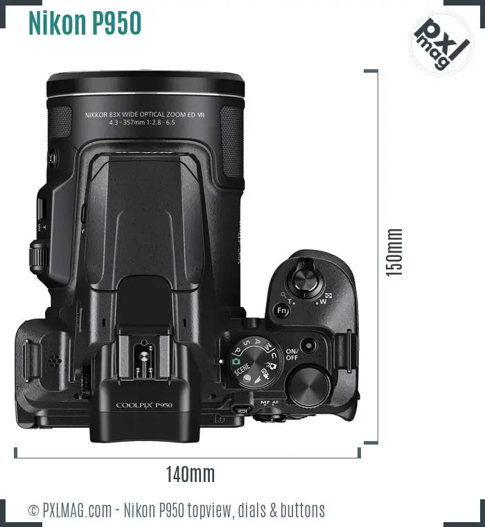 Nikon Coolpix P950 topview buttons dials