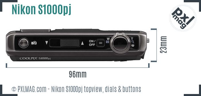 Nikon Coolpix S1000pj topview buttons dials