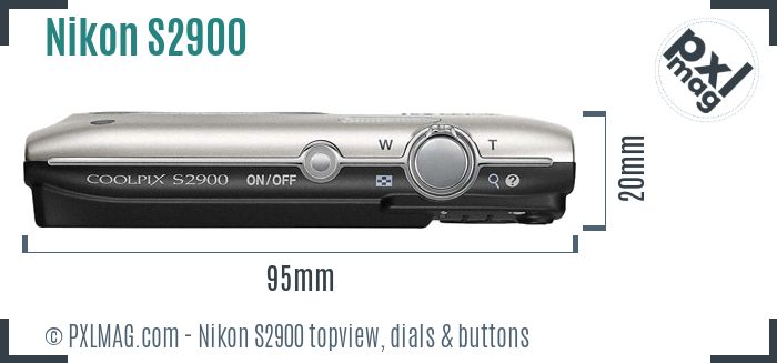 Nikon Coolpix S2900 topview buttons dials