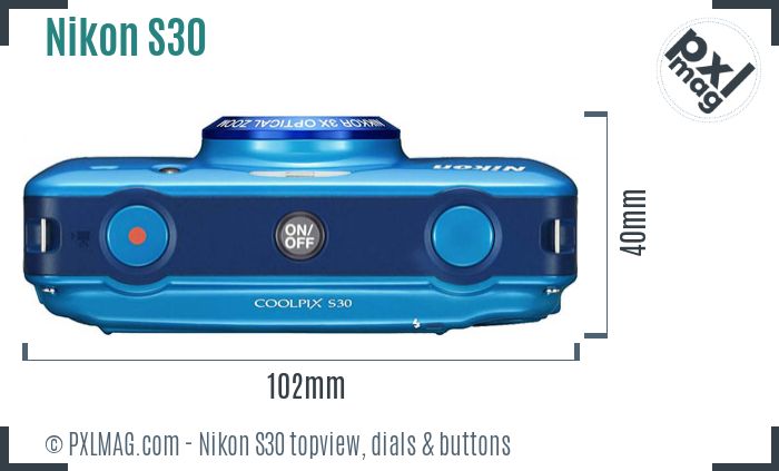 Nikon Coolpix S30 topview buttons dials
