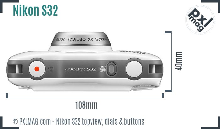 Nikon Coolpix S32 topview buttons dials