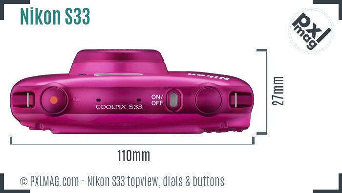 Nikon Coolpix S33 topview buttons dials