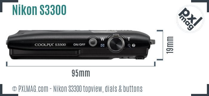 Nikon Coolpix S3300 topview buttons dials