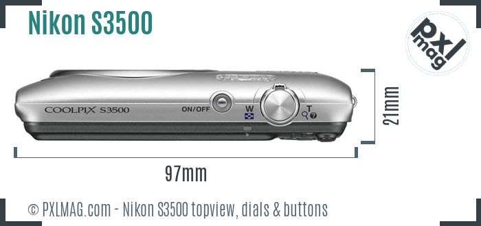 Nikon Coolpix S3500 topview buttons dials