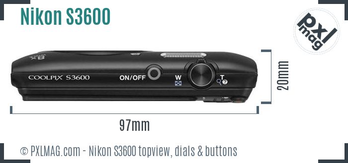 Nikon Coolpix S3600 topview buttons dials