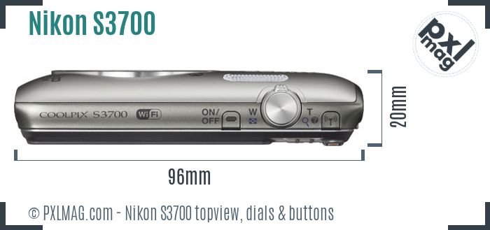 Nikon Coolpix S3700 topview buttons dials