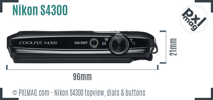 Nikon Coolpix S4300 topview buttons dials