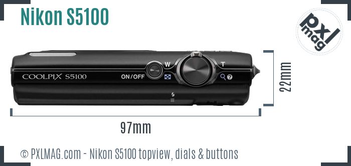 Nikon Coolpix S5100 topview buttons dials
