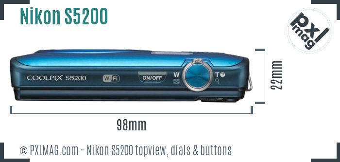 Nikon Coolpix S5200 topview buttons dials