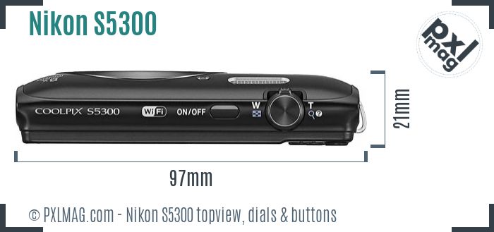 Nikon Coolpix S5300 topview buttons dials