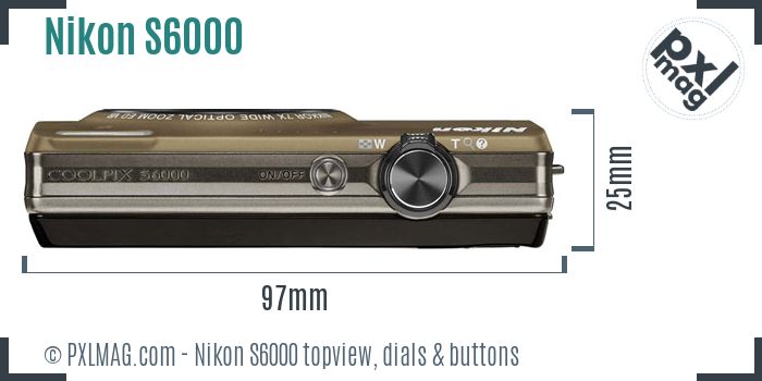 Nikon Coolpix S6000 topview buttons dials