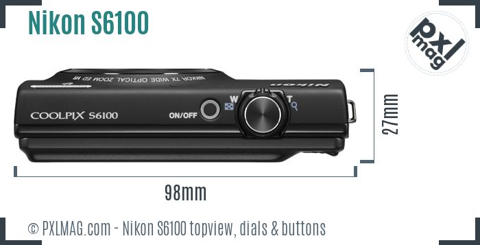 Nikon Coolpix S6100 topview buttons dials
