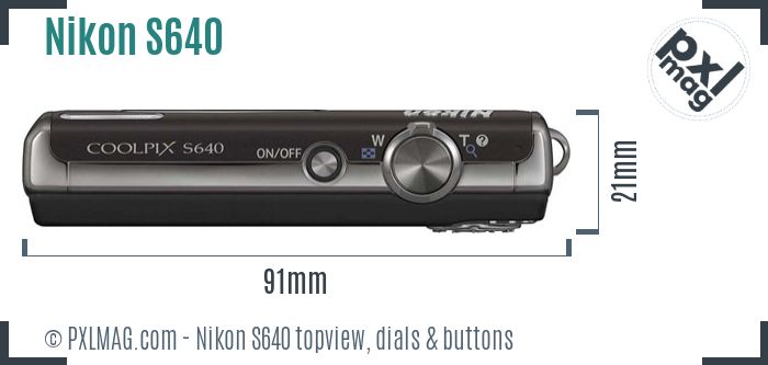 Nikon Coolpix S640 topview buttons dials