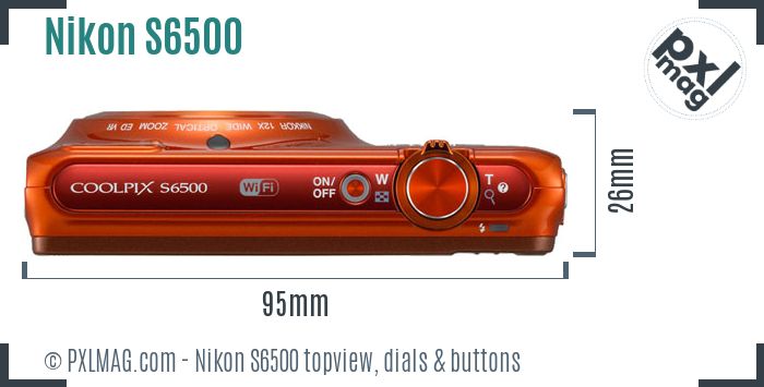 Nikon Coolpix S6500 topview buttons dials