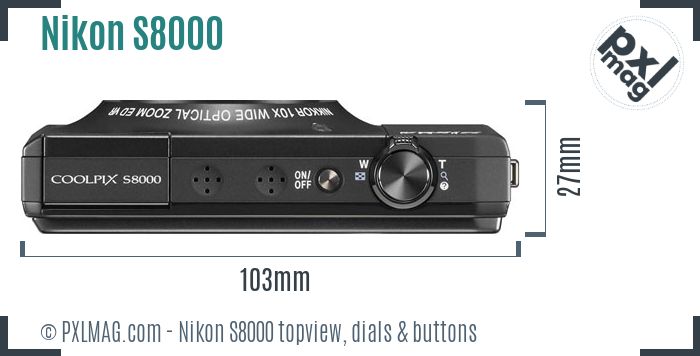 Nikon Coolpix S8000 topview buttons dials