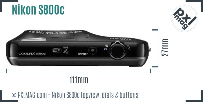 Nikon Coolpix S800c topview buttons dials