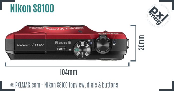 Nikon Coolpix S8100 topview buttons dials