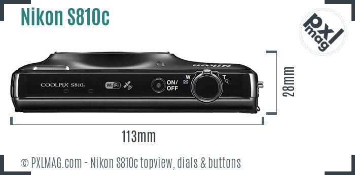 Nikon Coolpix S810c topview buttons dials