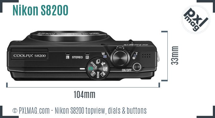 Nikon Coolpix S8200 topview buttons dials
