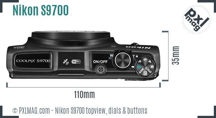 Nikon Coolpix S9700 topview buttons dials